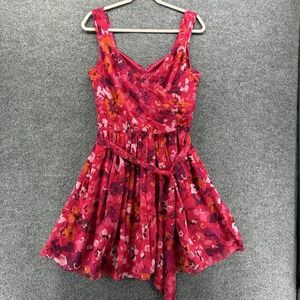 Express Dress Womens 10 Pink Watercolor Floral Sleeveless Cocktail Summer Boho
